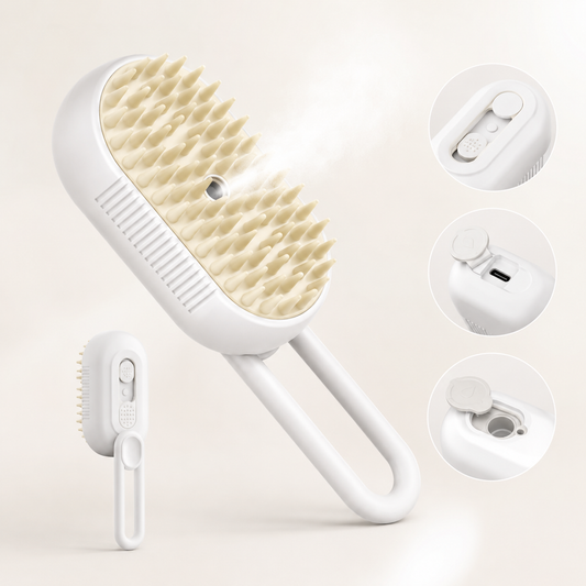 Cepillo 3 en 1 para Perros y Gatos con Spray – Limpieza y Removedor de Pelo