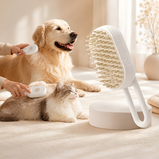 Cepillo 3 en 1 para Perros y Gatos con Spray – Limpieza y Removedor de Pelo
